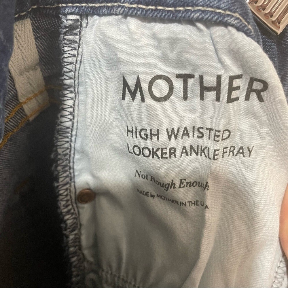 Mother High Waisted Looker Ankle Fray Jeans-Not Rough Enough Medium Wash size 24 - Picture 8 of 16